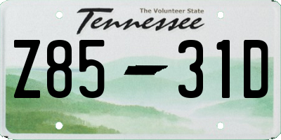 TN license plate Z8531D