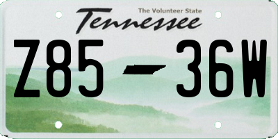 TN license plate Z8536W