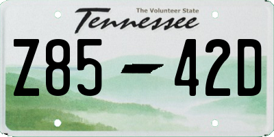TN license plate Z8542D