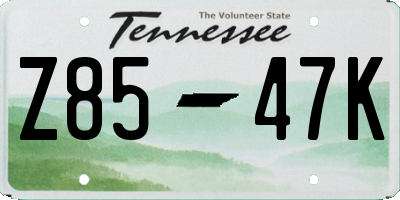 TN license plate Z8547K