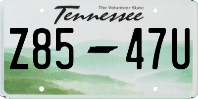 TN license plate Z8547U