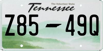 TN license plate Z8549Q