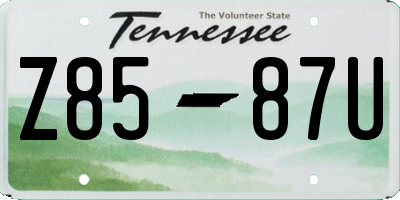 TN license plate Z8587U