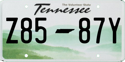 TN license plate Z8587Y
