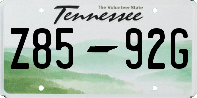 TN license plate Z8592G