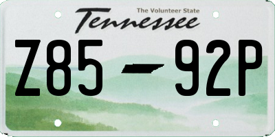 TN license plate Z8592P