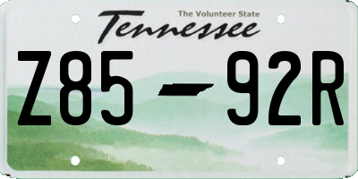 TN license plate Z8592R