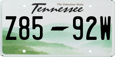 TN license plate Z8592W
