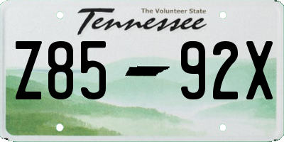 TN license plate Z8592X