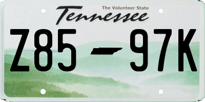 TN license plate Z8597K