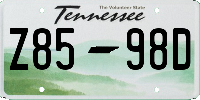 TN license plate Z8598D