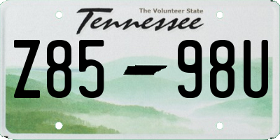 TN license plate Z8598U