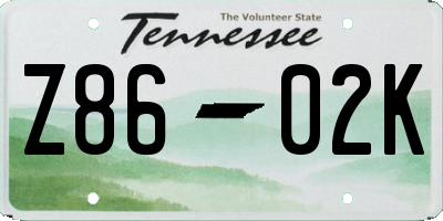 TN license plate Z8602K