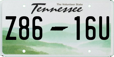 TN license plate Z8616U