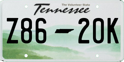 TN license plate Z8620K