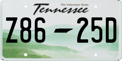 TN license plate Z8625D