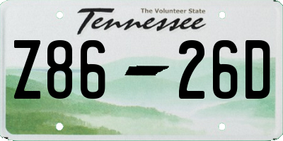 TN license plate Z8626D