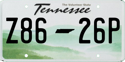 TN license plate Z8626P