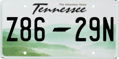 TN license plate Z8629N