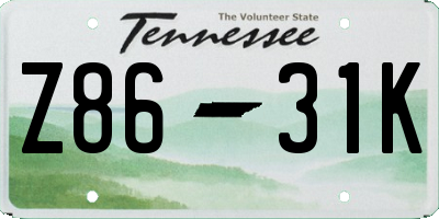 TN license plate Z8631K