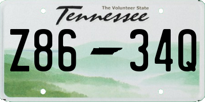 TN license plate Z8634Q