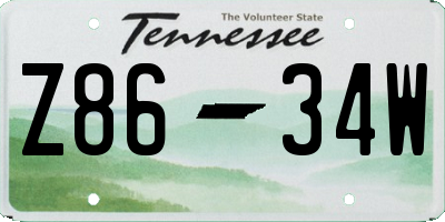 TN license plate Z8634W