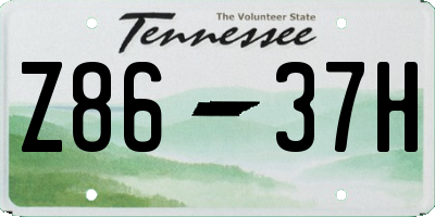 TN license plate Z8637H