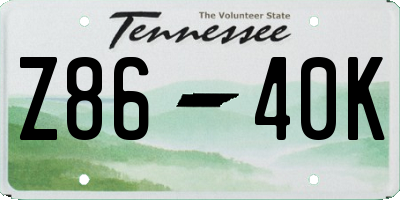 TN license plate Z8640K