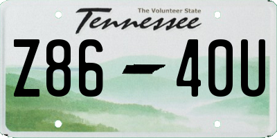 TN license plate Z8640U