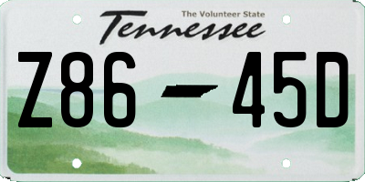TN license plate Z8645D