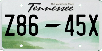 TN license plate Z8645X