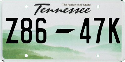 TN license plate Z8647K