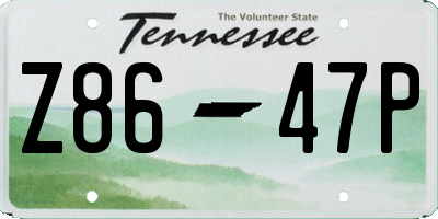 TN license plate Z8647P