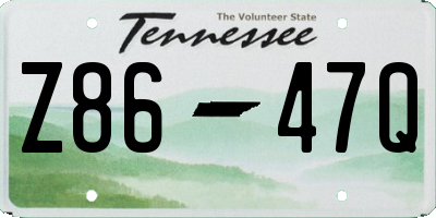 TN license plate Z8647Q