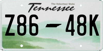 TN license plate Z8648K