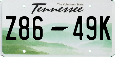 TN license plate Z8649K