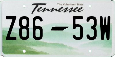TN license plate Z8653W
