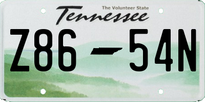 TN license plate Z8654N