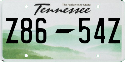 TN license plate Z8654Z