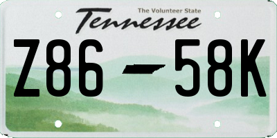 TN license plate Z8658K