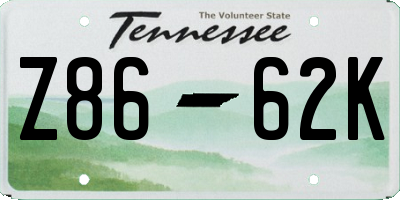 TN license plate Z8662K