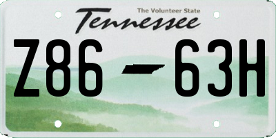 TN license plate Z8663H