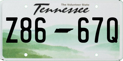 TN license plate Z8667Q