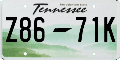 TN license plate Z8671K