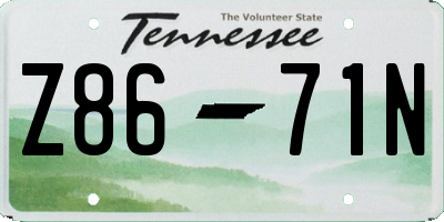 TN license plate Z8671N