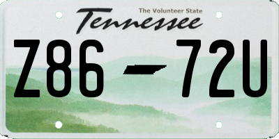 TN license plate Z8672U