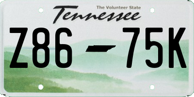 TN license plate Z8675K