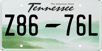 TN license plate Z8676L