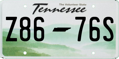 TN license plate Z8676S