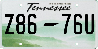 TN license plate Z8676U